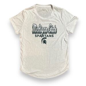 Michigan State University Spartans White Ribbed Scoopneck T-Shirt Size Large NEW